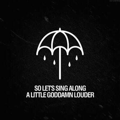 A Black Background With A White Umbrella And The Words So Let 'S Sing Along A Little Goddamn Louder On It GIF