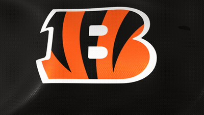 A Black Background With An Orange And Black Logo For The Bengals GIF