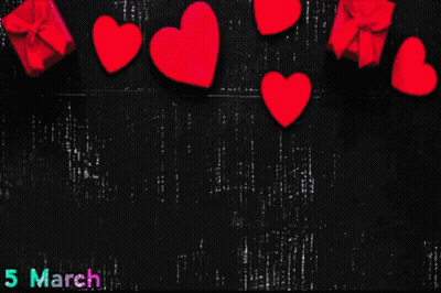 A Black Background With Blue Hearts And The Words Happy Birthday GIF