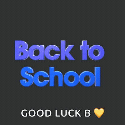 A Black Background With Blue Letters That Say Back To School And Good Luck B GIF