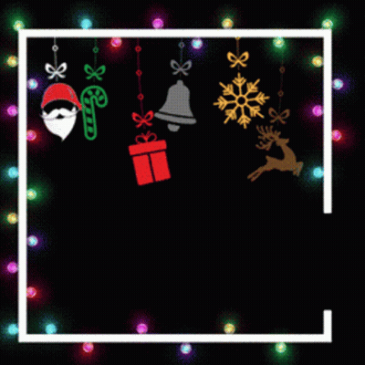 A Black Background With Christmas Decorations And The Words Kick Ads GIF