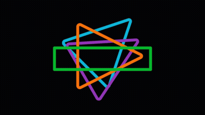 A Black Background With Colorful Triangles And A Green Line In The Middle GIF