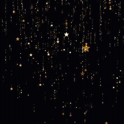 A Black Background With Gold Stars Falling From It GIF