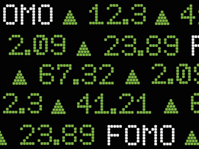 A Black Background With Green Dots And The Word Fomo GIF