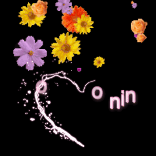 A Black Background With Purple And Yellow Flowers And The Word Good Morning GIF