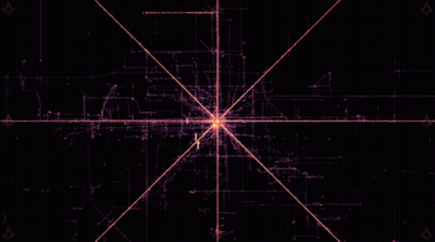 A Black Background With Purple Lines Going Through It GIF