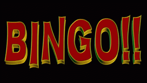 A Black Background With Red And Yellow Letters That Say Bingo GIF