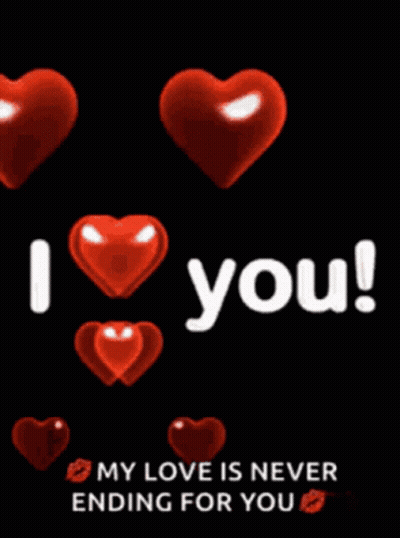 A Black Background With Red Hearts And The Words I Love You ! GIF