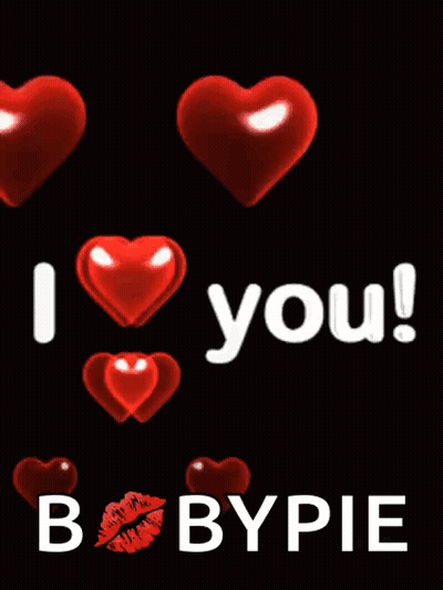 A Black Background With Red Hearts And The Words I Love You B Bypie GIF