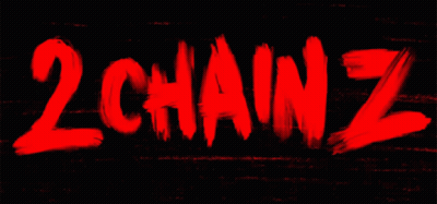 A Black Background With Red Letters That Say 2 Chainz GIF
