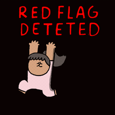 A Black Background With Red Letters That Say Red Flag Defected GIF