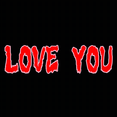 A Black Background With Red Love You Letters GIF