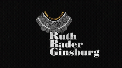 A Black Background With Ruth Bader Ginsburg Written In White Letters GIF