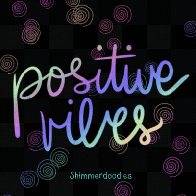 A Black Background With Swirls And The Words Positive Vibes On It GIF