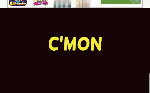 A Black Background With The Word C'mon In Yellow Letters GIF