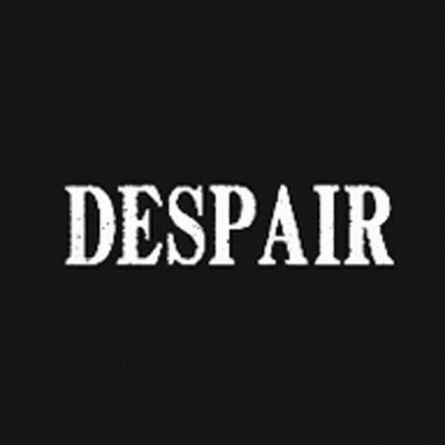 A Black Background With The Word Despair Written In White Letters GIF