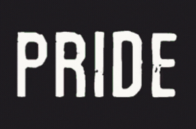 A Black Background With The Word Pride In Rainbow Colors GIF