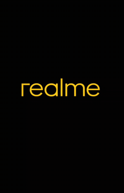 A Black Background With The Word Realme In Yellow GIF
