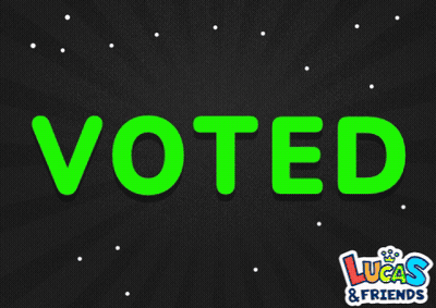 A Black Background With The Word Voted In Red GIF