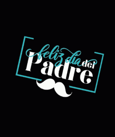 A Black Background With The Words Feliz Dia Del Padre And A Mustache On It GIF