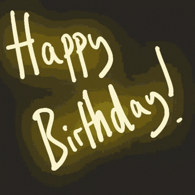 A Black Background With The Words Happy Birthday GIF