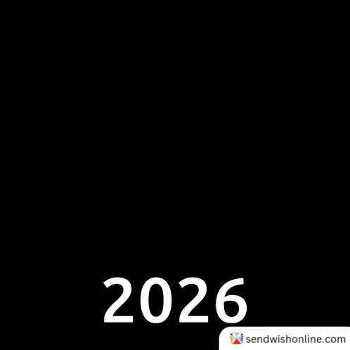A Black Background With The Words Happy New Year 2026 Written In White GIF