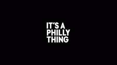 A Black Background With The Words It 'S A Philly Thing GIF