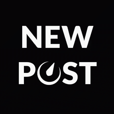 A Black Background With The Words New Post In Blue Letters GIF