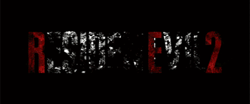 A Black Background With The Words Resident Evil 2 In Red GIF