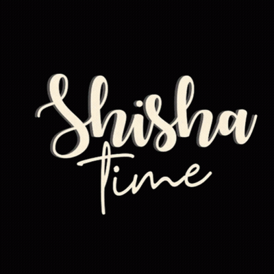 A Black Background With The Words Shisha Time Written In White GIF
