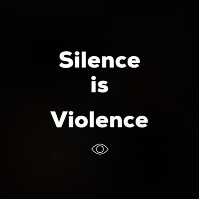 A Black Background With The Words " Silence Is Violence " On It GIF