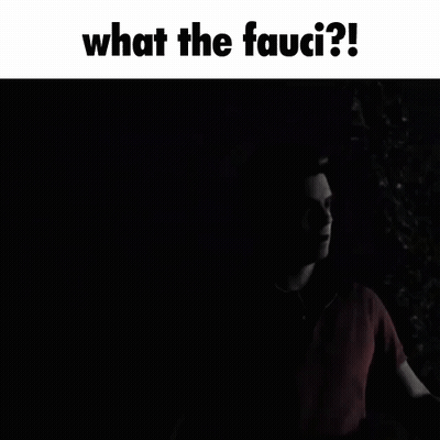 A Black Background With What The Fauci Written On It GIF