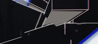 A Black Background With White And Blue Lines And A White Triangle In The Middle GIF