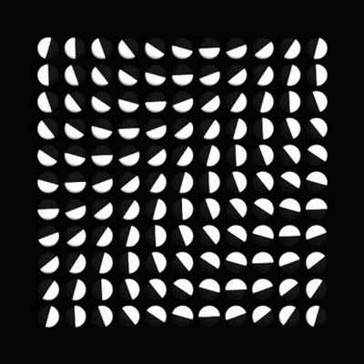 A Black Background With White Circles In A Grid Pattern GIF