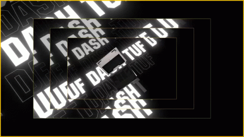 A Black Background With White Dash And Tuf Written On It GIF