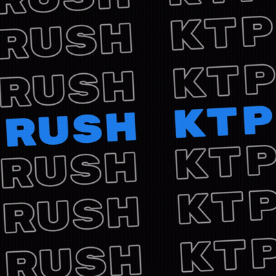 A Black Background With White Letters That Say Rush Ktf And Rush Ktp GIF