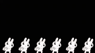 A Black Background With White Rabbits And The Words Won 'T Stop In Red GIF