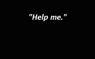 A Black Background With White Text That Says " Help Me How Can Two Little Words Be So Hard To Say " GIF