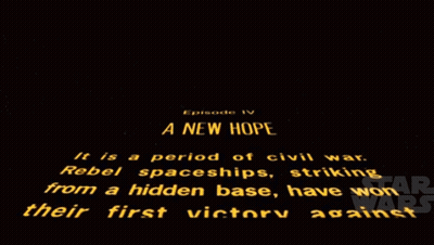 A Black Background With Yellow Text That Says A New Hope On It GIF