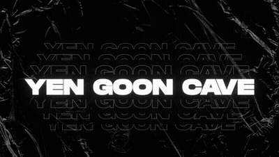A Black Background With Yen Goon Cave Written In White Letters GIF