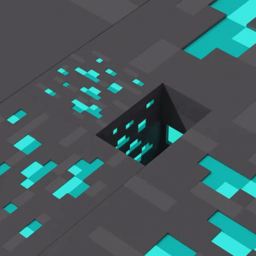 A Black Block With Blue Squares On It GIF