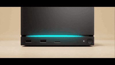 A Black Box With A Blue Light On The Bottom Of It GIF