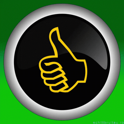 A Black Button With A Yellow Hand Giving A Thumbs Up On It GIF