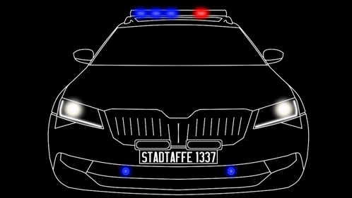 A Black Car With A License Plate That Says Stadtaffe 1337 GIF