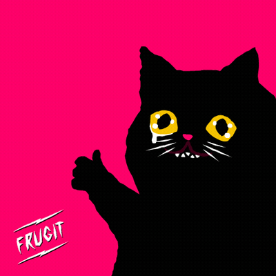 A Black Cat Giving A Thumbs Up On A Pink Background GIF