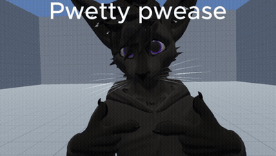 A Black Cat Giving A Thumbs Up With The Words Pwetty Pwease Written Above It GIF
