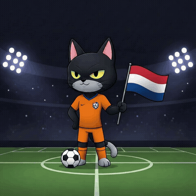 A Black Cat Holding A Flag And A Soccer Ball GIF