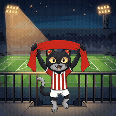 A Black Cat In A Red And White Striped Shirt Is Holding A Red Scarf GIF