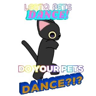 A Black Cat Is Dancing With The Words Lgbtq Pets Dance Do Your Pets Dance Written Below It Sticker