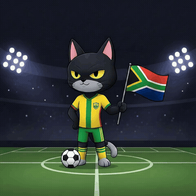 A Black Cat Is Holding A Flag And A Soccer Ball GIF